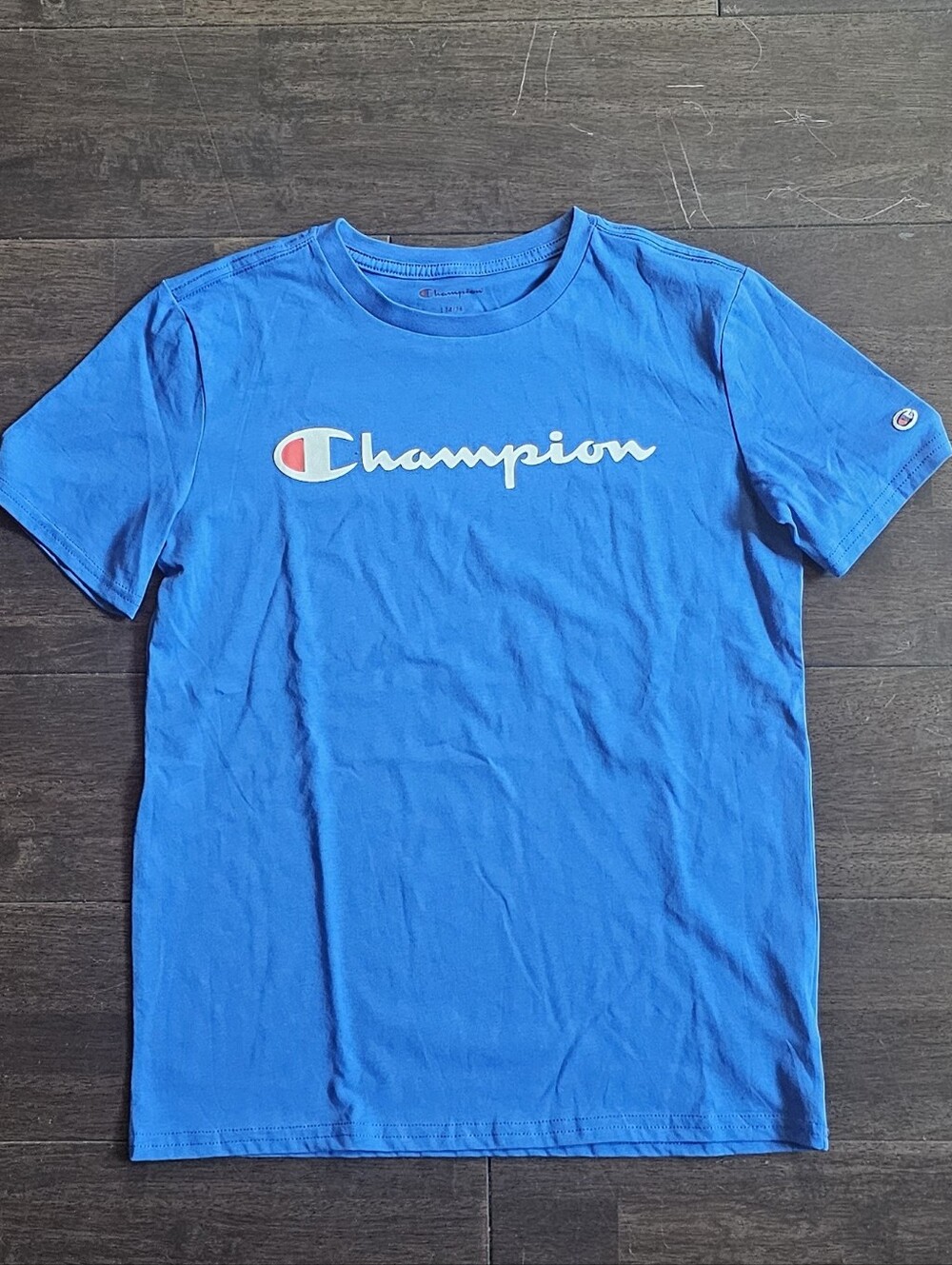 Champion Men's Blue Logo Crew Neck T-Shirt